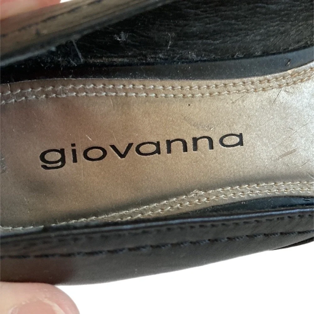 GIOVANNA black leather slip-on Wedge heels Size 6 AU - Picture 10 of 11